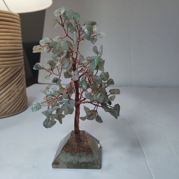Copper Jade Tree with an organite brass pendant in the pyramid base for focus. - Picture 3 of 9